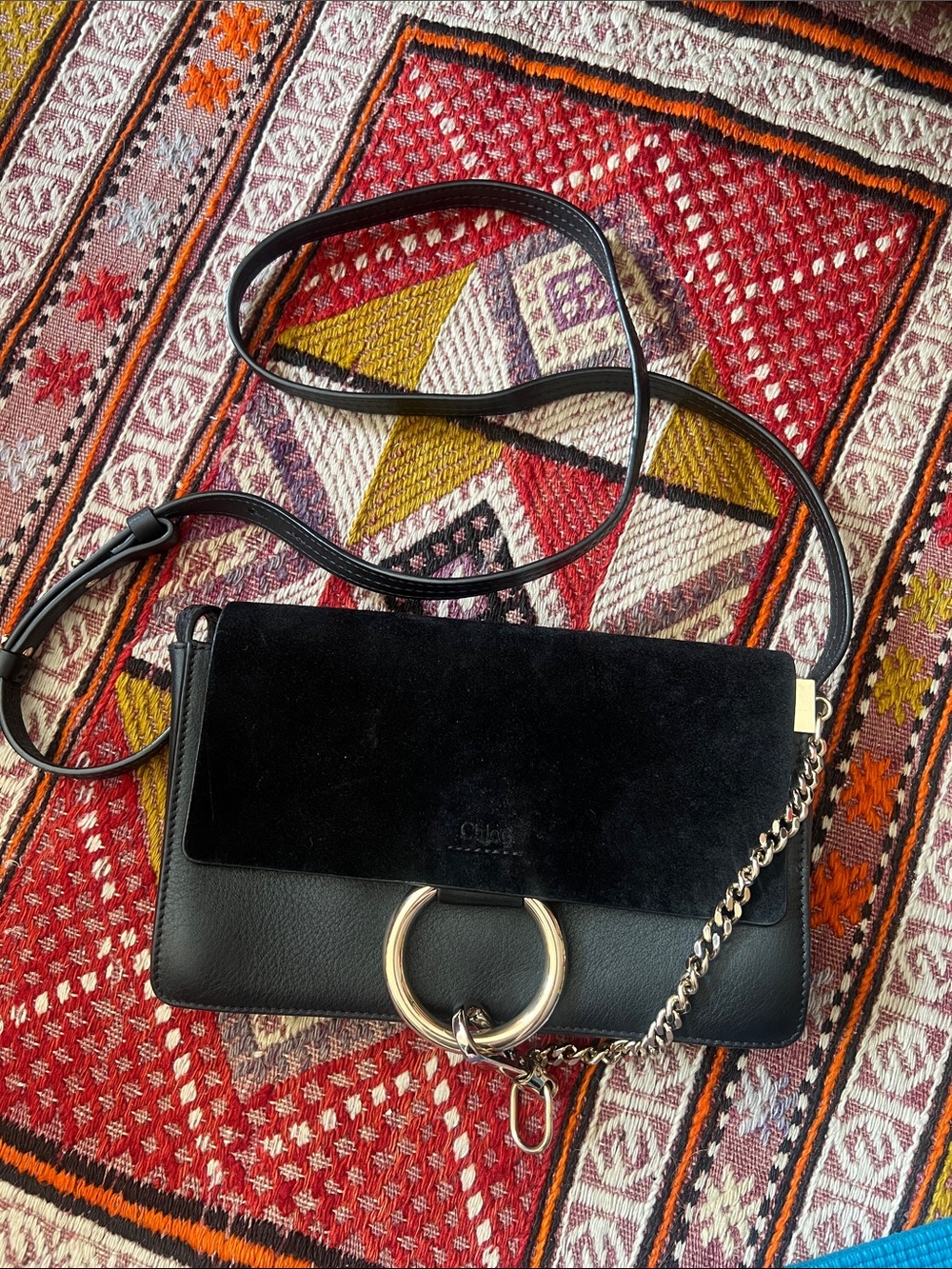 Chloe Black Faye Small Leather and Suede Crossbody Bag